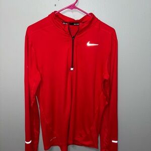 Nike Red Zip-Up Long Sleeve Shirt